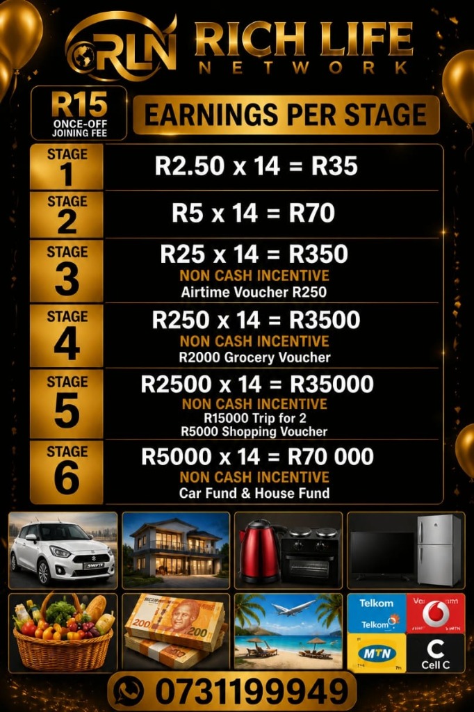 Rich Life Network Rewards Flyer